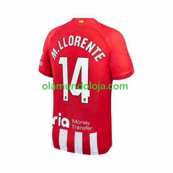 Camisola Atlético Madrid 2 Marcos Llorente 14 Homem Equipamento Primeiro 2023-2024 Manga Curta